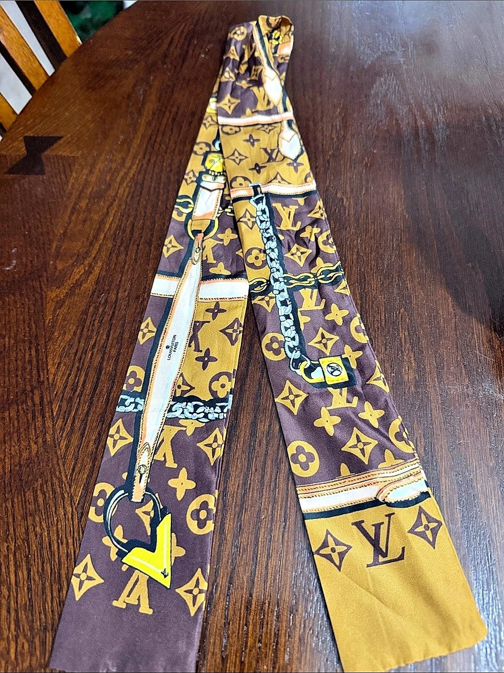 Monogram Trunks Bandeau Scarf Brown & Yellow